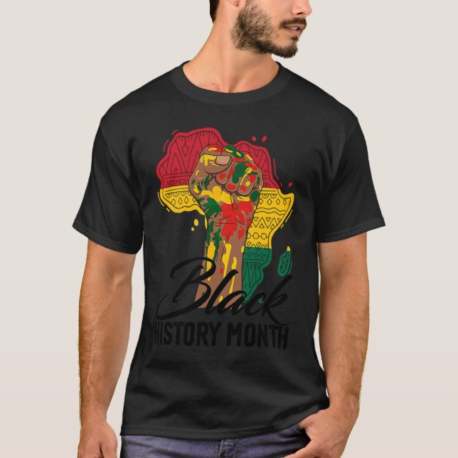 T-shirt I Am Black History BHM Pride Map Of Africa Black M (Devant)