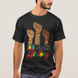 T-shirt I Am Black History Hand Fist BHM BLM Pride Afro Me