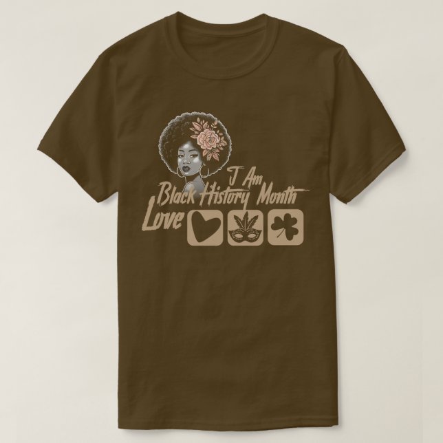 T-shirt I Am Black History Mois où l'amour valantine jour  (Design devant)