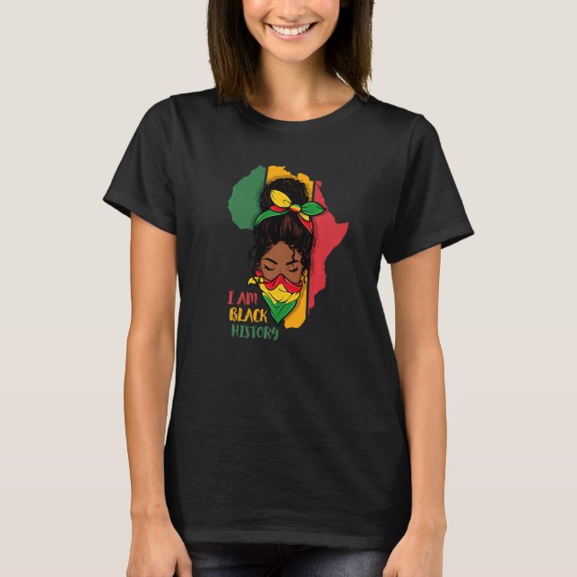 T-shirt I Am Black History Month Africa Map & Black Queen  (Devant)