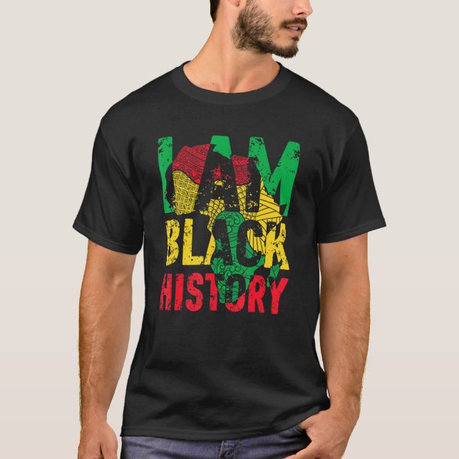 T-shirt I Am Black History Month African American Flag Cel (Devant)