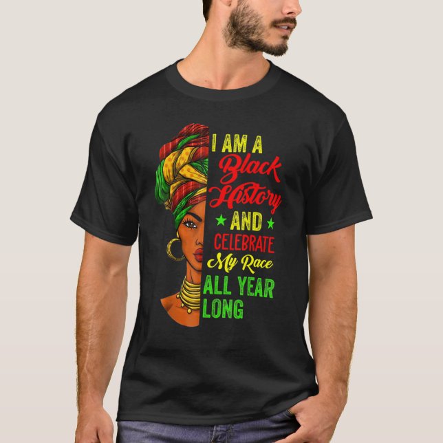 T-shirt I Am Black History Month Proud Afro African Black  (Devant)