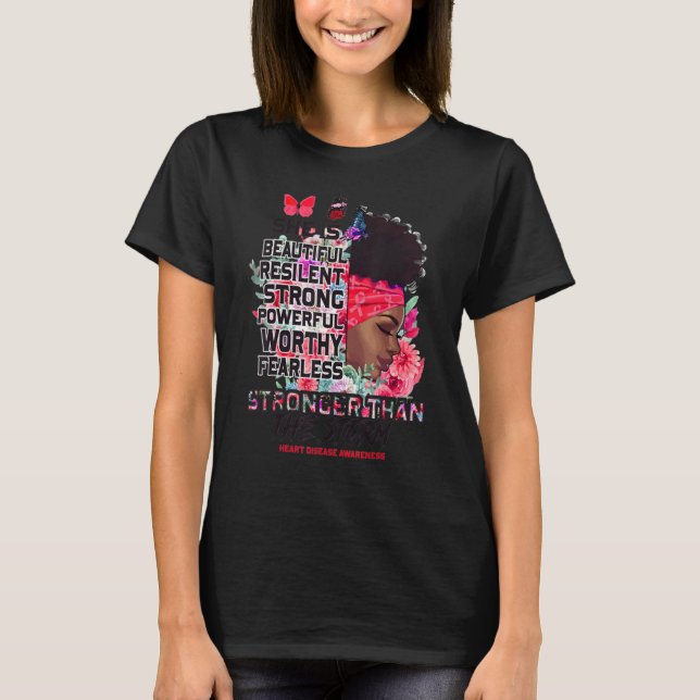 T-shirt I Am The Storm Black Woman Afro Heart Disease Awar (Devant)