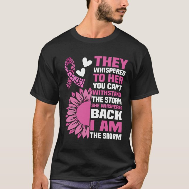 T-shirt "I Am the Storm" Inspirational Pink Citation Desig (Devant)