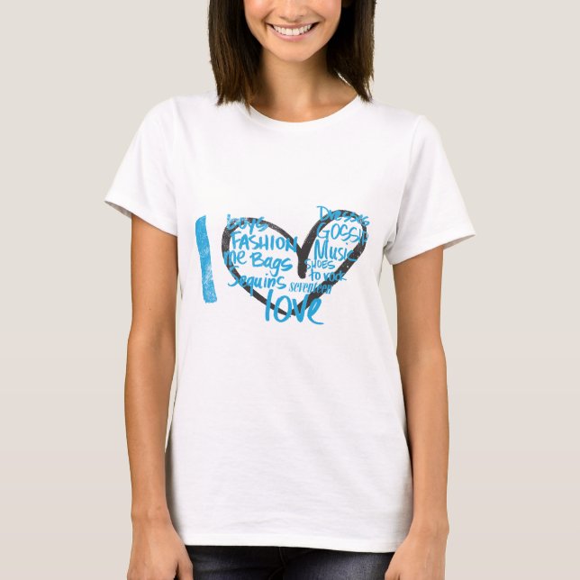 T-shirt I Aqua de graffiti de coeur (Devant)