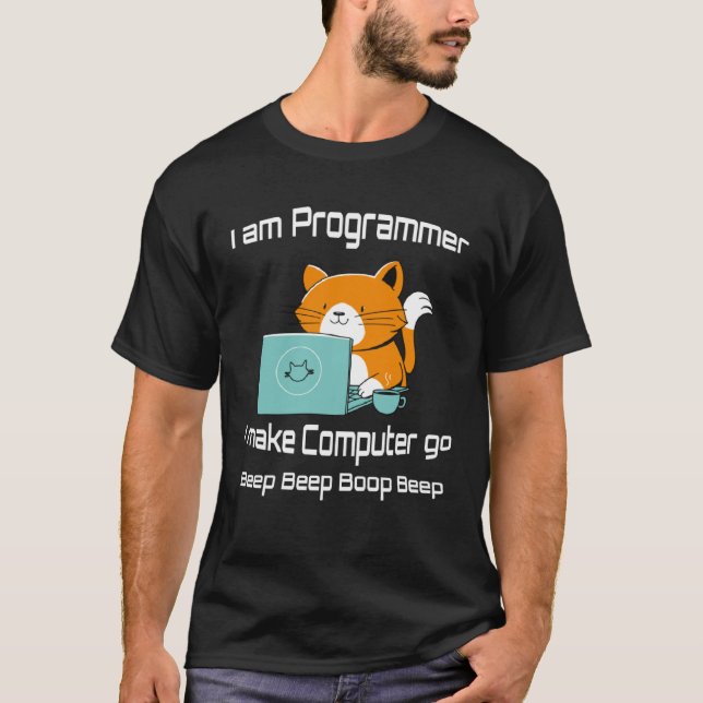 T-shirt I are Programmer  Cat Gamer PC Video Games (Devant)