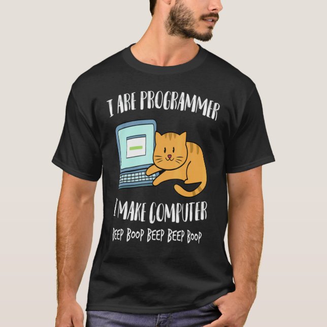 T-shirt I Are Programmer I Make Computer Beep Cute Cat Kit (Devant)