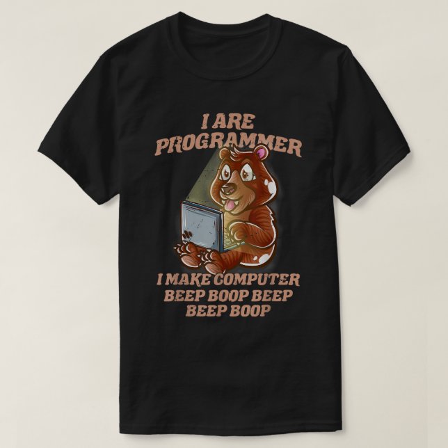 T-shirt I Are Programmer Introvert Nerd Grizzly Bear IT Ne (Design devant)