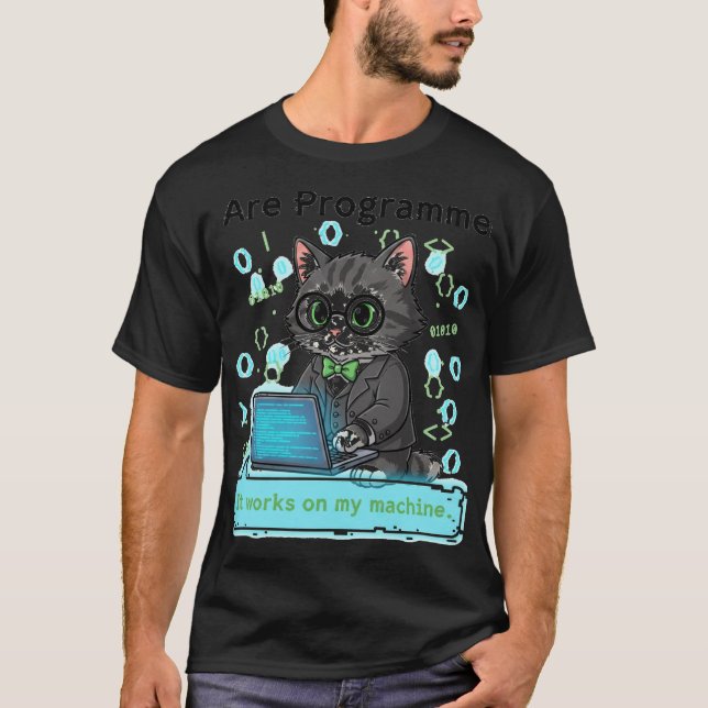 T-shirt I Are Programmer Whimsical Cat Developer Graphic (Devant)