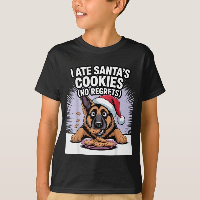 T-shirt I Ate Santas Cookies Puppy Funny Christmas German  (Devant)