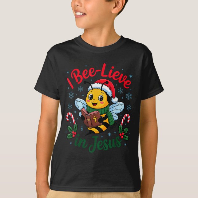 T-shirt I Bee-lieve In Jesus Gospel Kids Christian Christm (Devant)