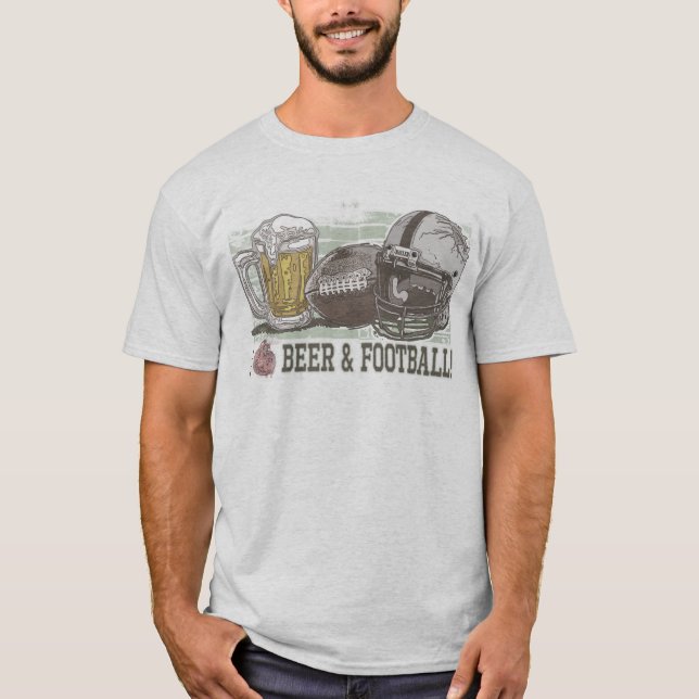 T-shirt I bière et le football de coeur (Devant)