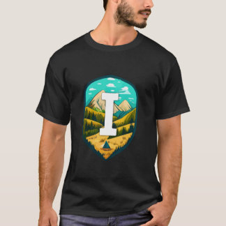 T-shirt I Big Letter Mountain Camping Long Sleeve T Shirt