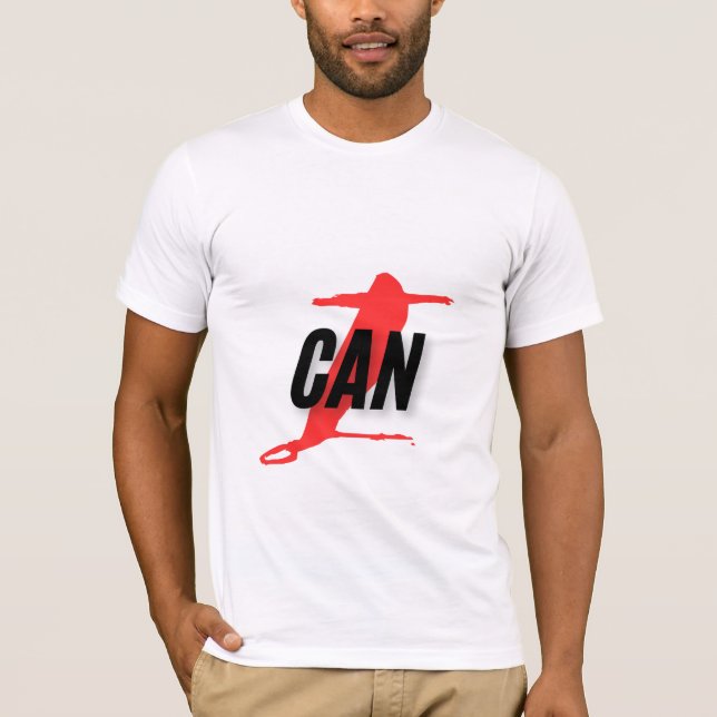 T-shirt "I Can" Dynamic Red & Black Empowerment Word Art (Devant)