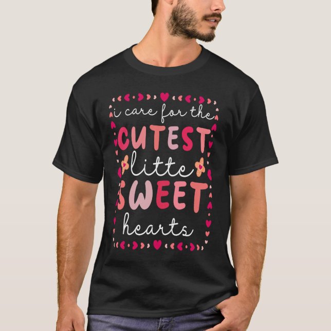 T-shirt I Care Sweet Hearts Quote Valentines Day Cool L&D  (Devant)