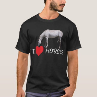 T-shirt I chevaux de coeur (amour) - cheval blanc