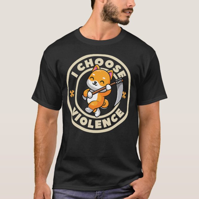 T-shirt I choose violence funny cute Fox holding scythe (Devant)