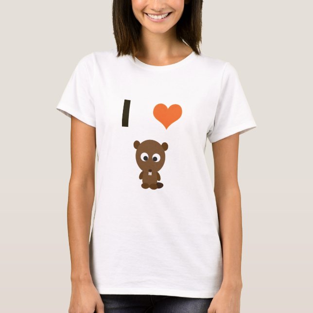 T-shirt I coeur (amour) Castors (Devant)