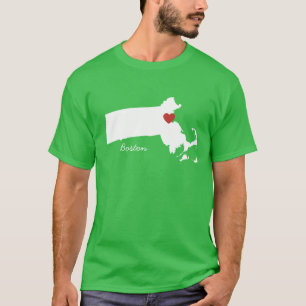 T-shirt I coeur le Massachusetts - ville personnalisable