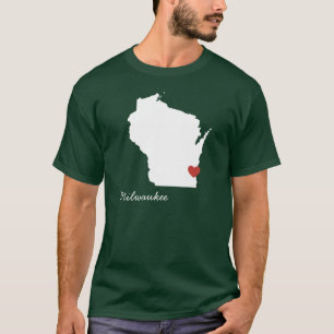 T-shirt I coeur le Wisconsin - ville personnalisable
