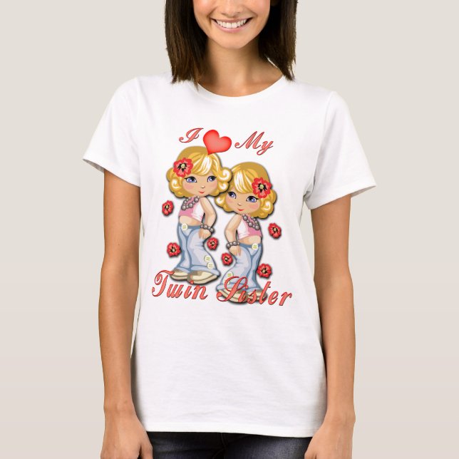 T-shirt I (Coeur) ma soeur jumelle (Devant)