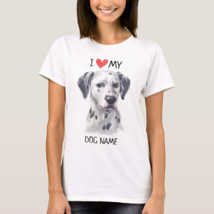 T-shirt I coeur mon aquarelle dalmatienne d'animal