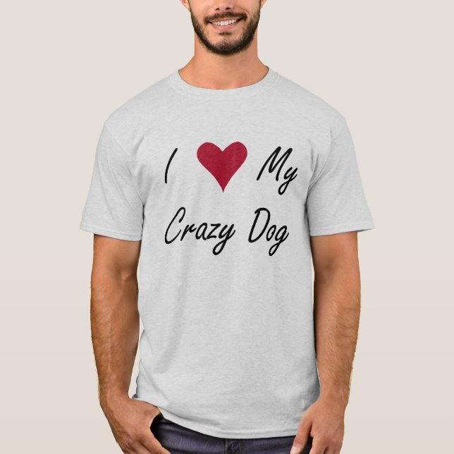 T-shirt I coeur mon chien fou (Devant)