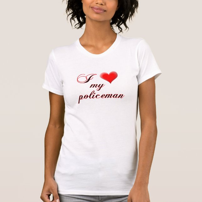 T-shirt I "coeur" mon policier (Devant)