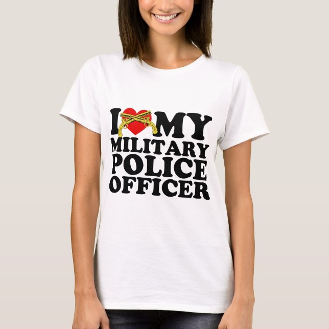 T-shirt I "coeur" mon policier militaire (Devant)
