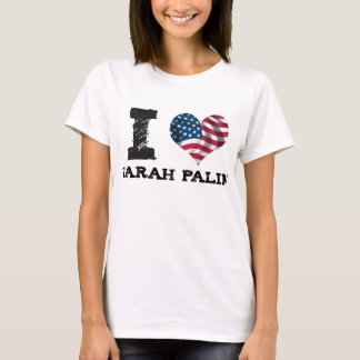 T-shirt I coeur Sarah Palin (drapeau des USA)