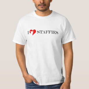 T-shirt I coeur Staffies - rouge classique et hommes de
