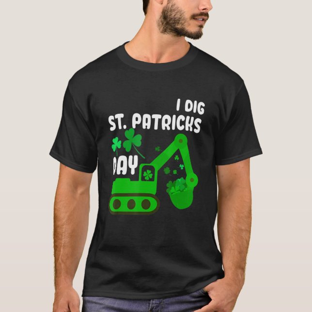 T-shirt I Creg Jour de la Saint Patrick Excavateur tracteu (Devant)