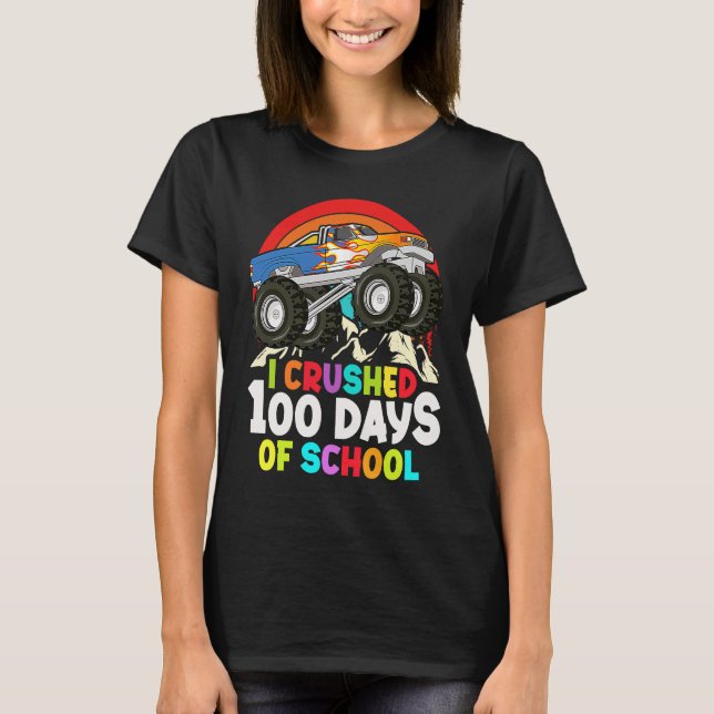 T-shirt I Crushed 100 Days Of School Monster Truck Kids Bo (Devant)