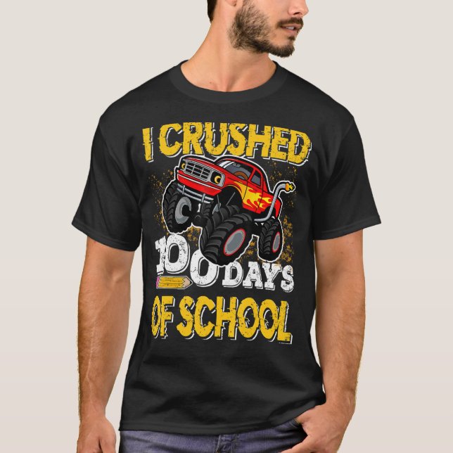 T-shirt I Crushed 100 Days Of School Monster Truck Kids Bo (Devant)