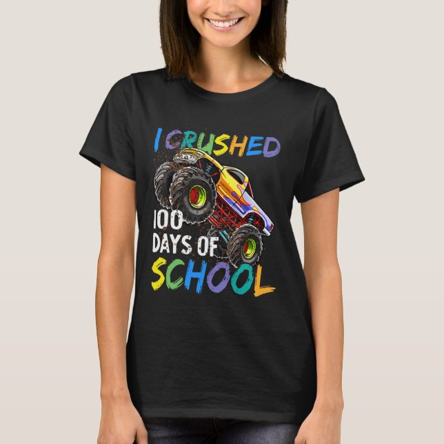 T-shirt I Crushed 100 Days Of School Monster Truck Kids Bo (Devant)
