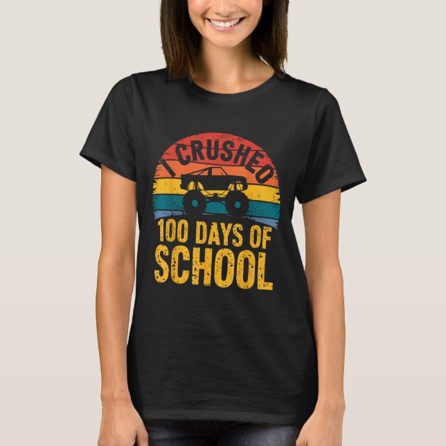 T-shirt I Crushed 100 Days Of School Truck Lovers Kids Tea (Devant)