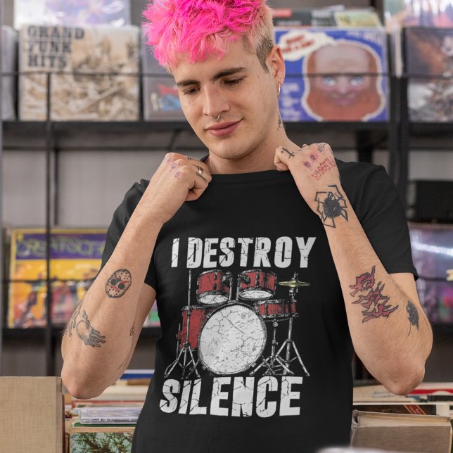 T-shirt I Destroy Silence Funny Drummer (Créateur téléchargé)