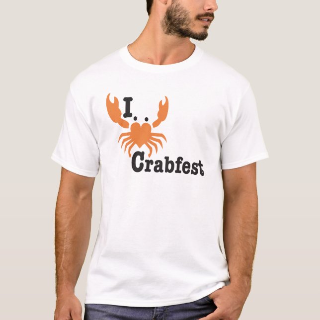 T-shirt I diagonale orange de Crabfest de coeur (Devant)