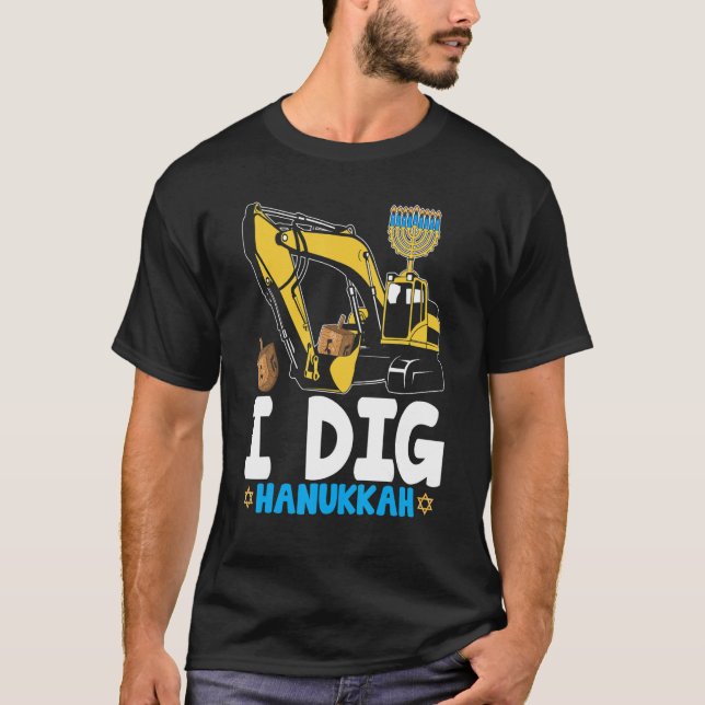 T-shirt I Dig Hanukkah Excavator Construction Kids Boys Ch (Devant)