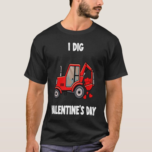 T-shirt I Dig Valentines Day Hearts Tractor Funny Toddler  (Devant)