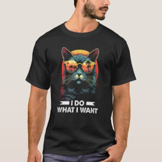 T-shirt I Do What I Want Cat With Sunglasses 90s Vintage S