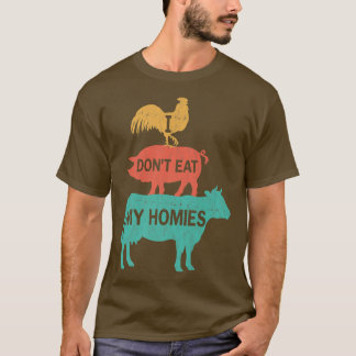 T-shirt I Don't Eat My Homies Vintage Funny Vegan Animal L