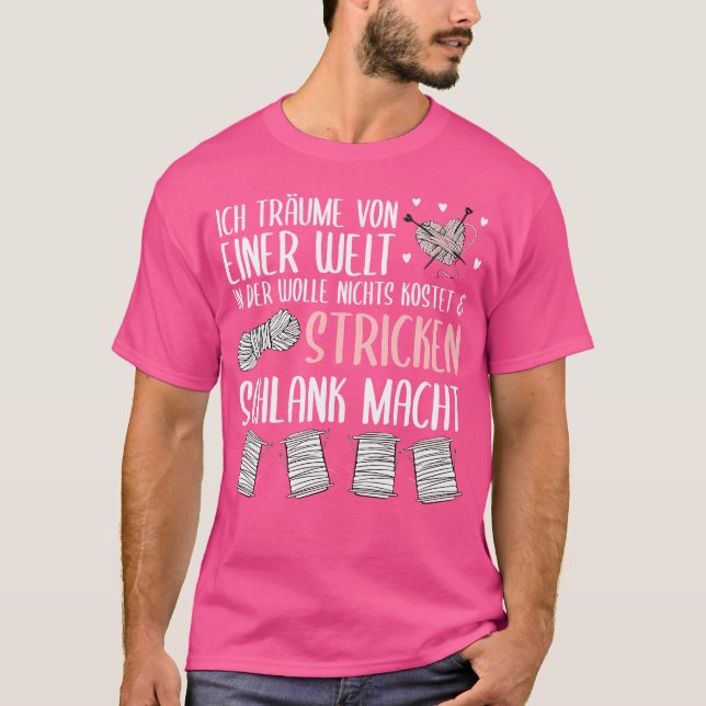 T-shirt I Dream Of A World In Knitting Slim (Devant)