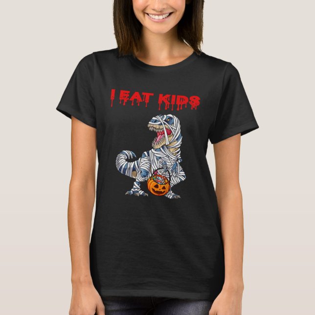 T-shirt I eat kids Halloween Dinosaur pumpkin (Devant)