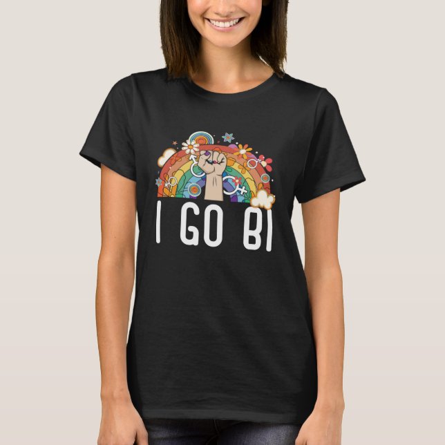 T-shirt I Go Bi Bisexual Rainbow Pride Mars Bisexualité L (Devant)