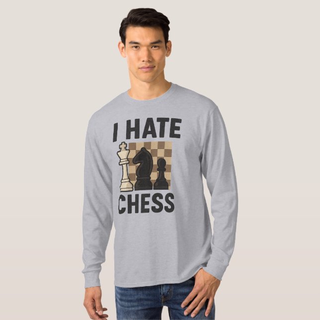 T-shirt I Hate Chess long sleeve - vivid print (Devant entier)