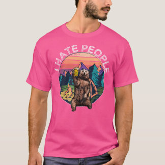 T-shirt I Hate People - Bear Camping Randonnée Trekking Lo