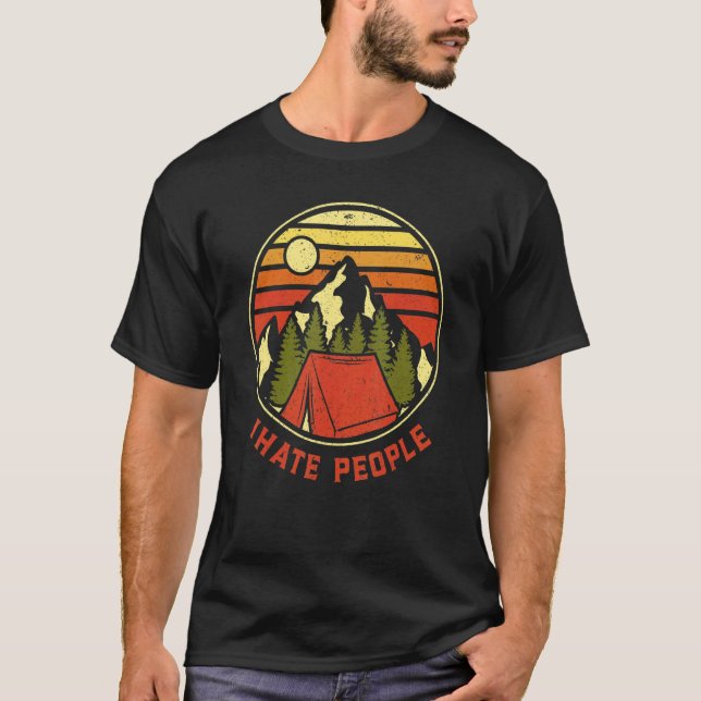 T-shirt I Hate People Vintage  Camping (Devant)