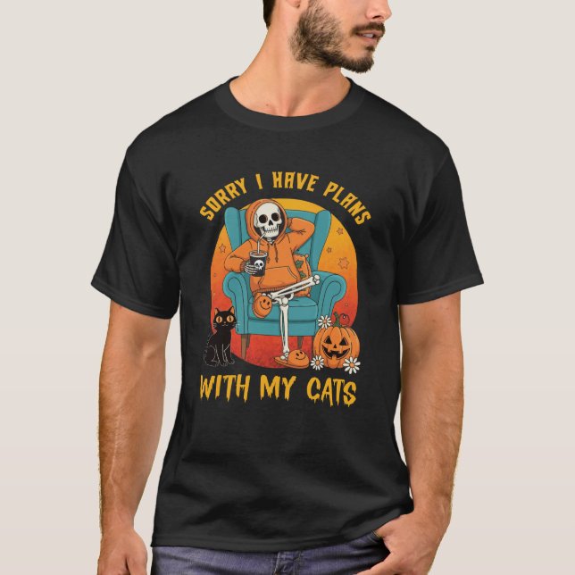 T-shirt I Have Plans With My Cats Pumpkin Pet Halloween Ca (Devant)