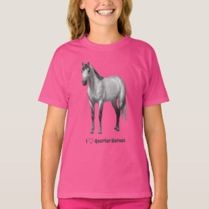 T-shirt I Heart (Amour) Quarter Chevaux Dapper Grey